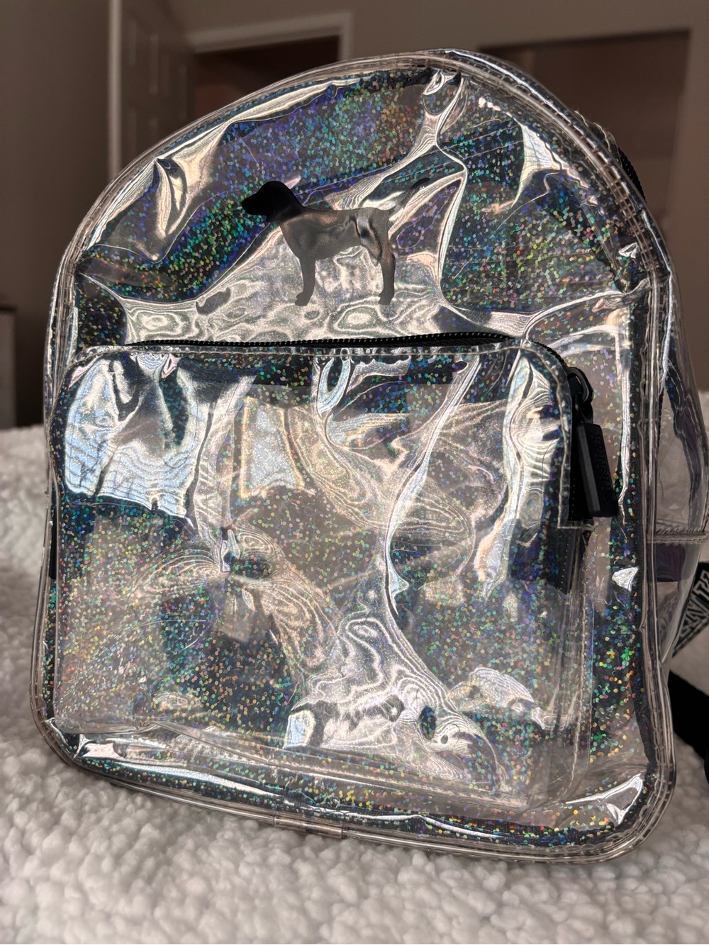 PINK Clear Holographic Mini Backpack